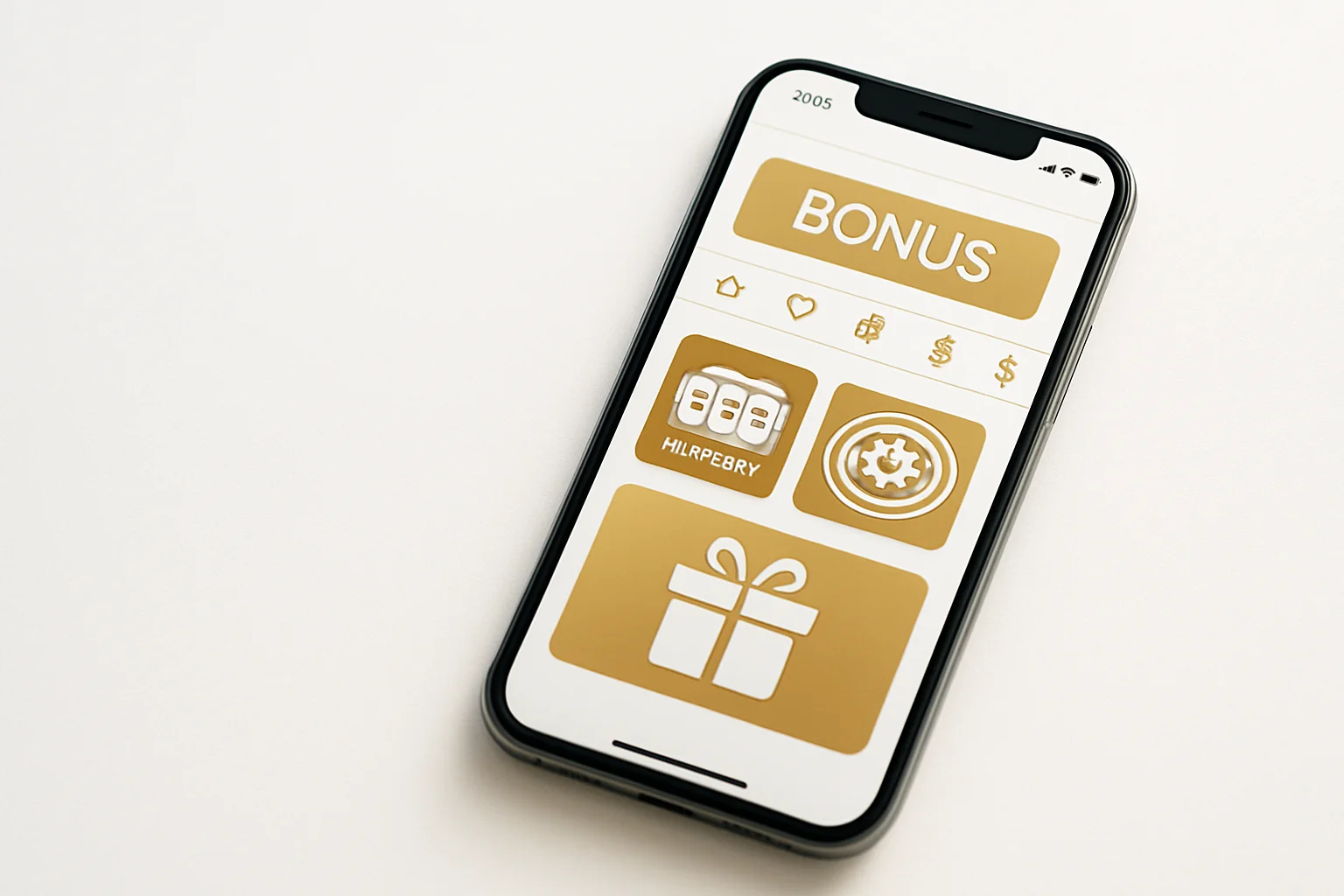 Modern smartphone displaying sleek casino app interface with games and bonuses