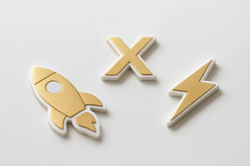 Gold and white instant game icons with rocket, multiplier, and lightning bolts